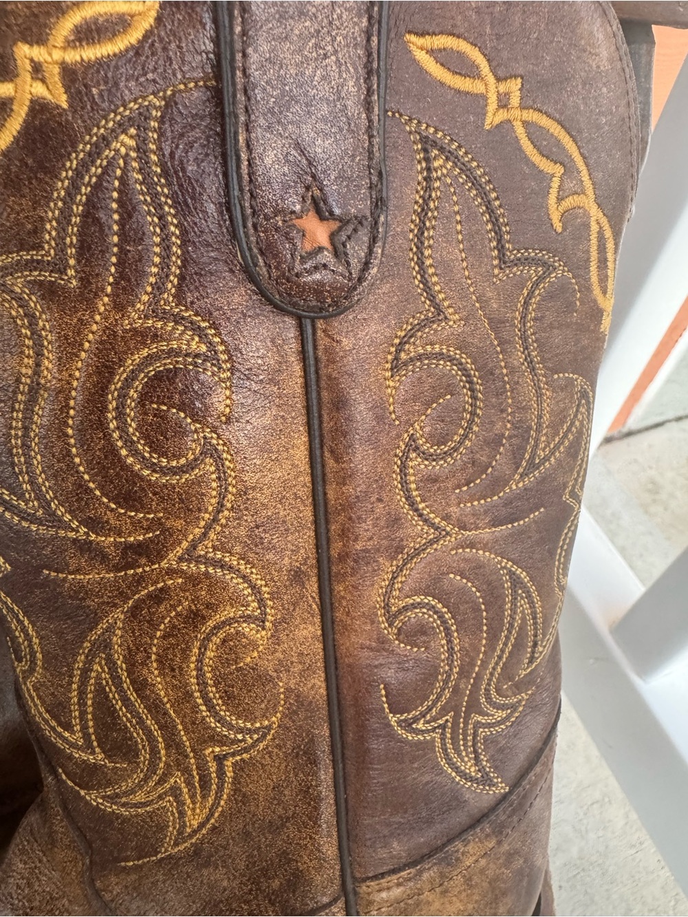 Tony Lama Bark Santa Fe Brown Leather Wingtip Western Cowgirl Boots 8B VF6004 - Picture 6 of 11